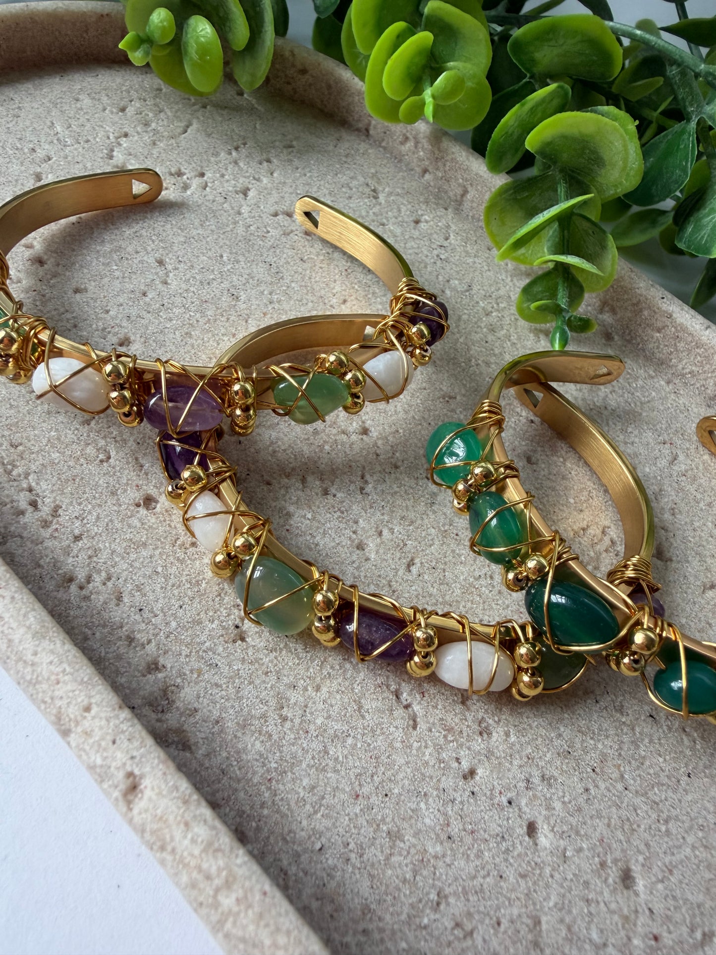 Gemstone Wire Cuff