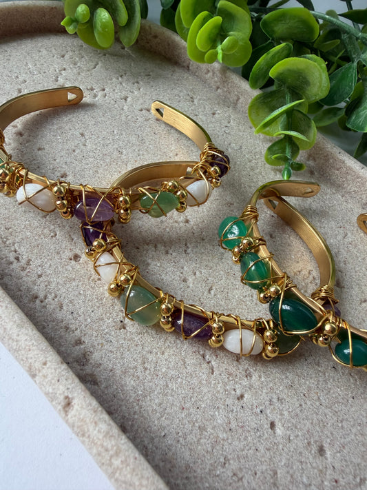 Gemstone Wire Cuff
