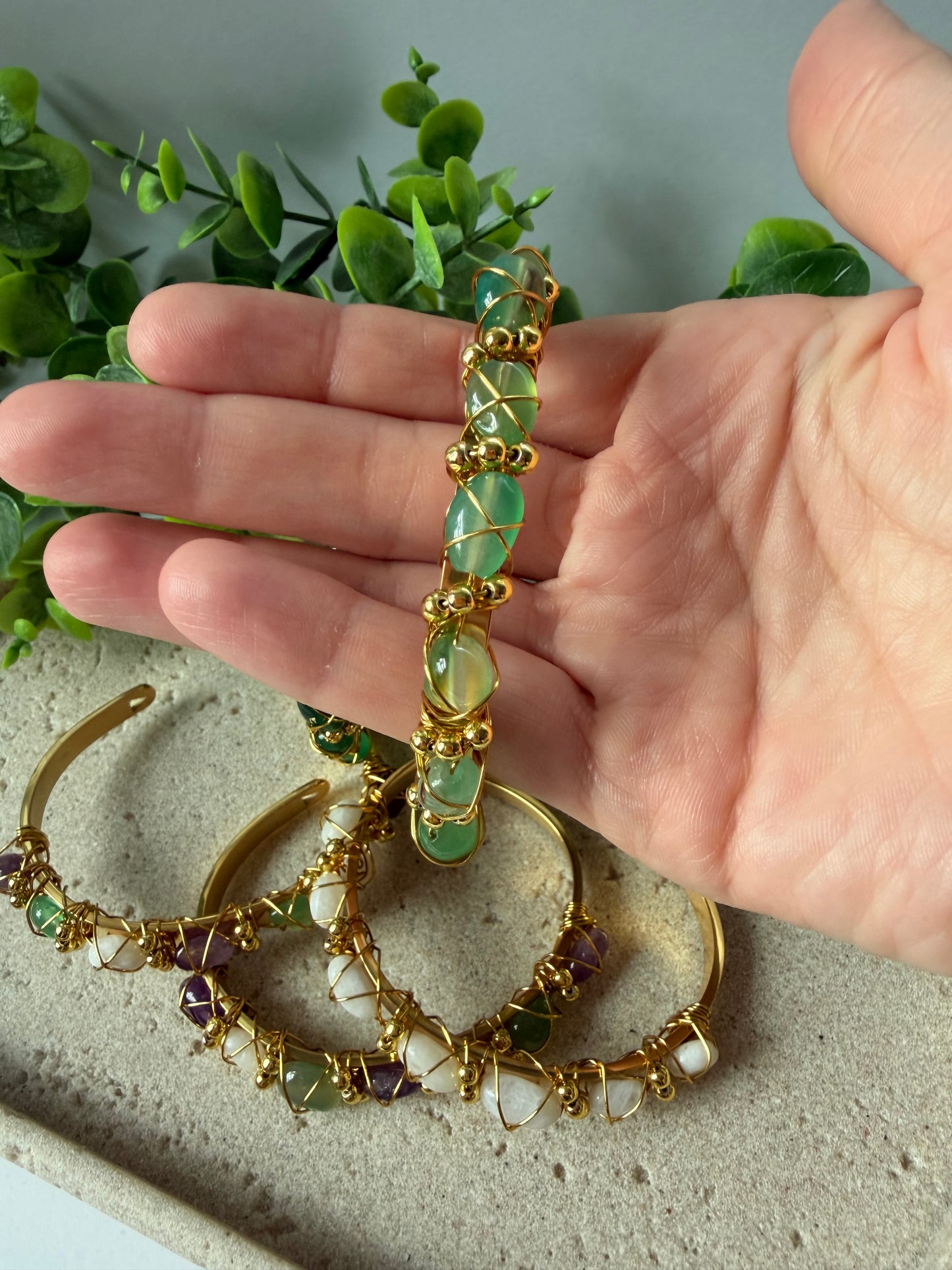 Gemstone Wire Cuff